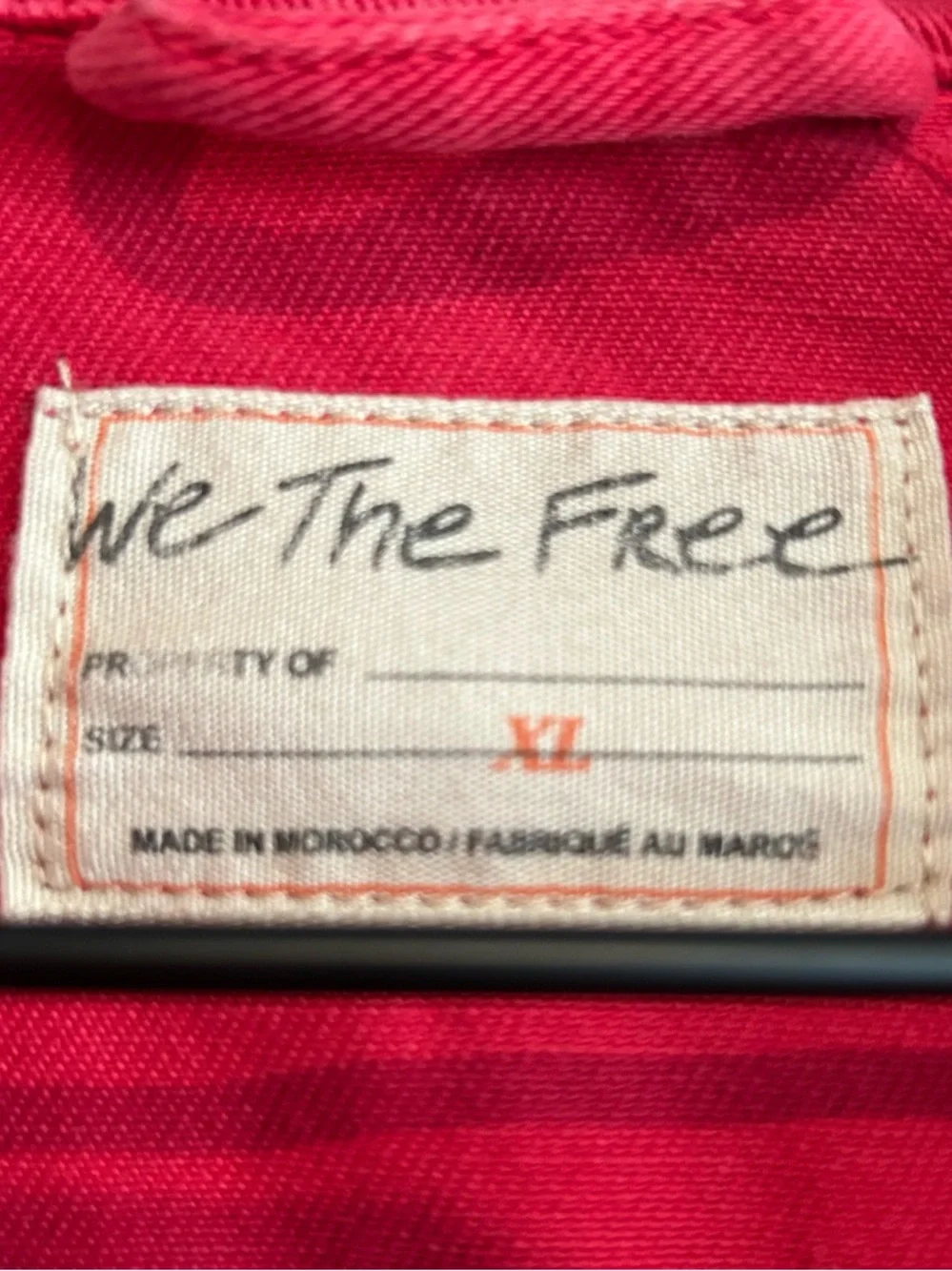 Free People / We The Free Red Denim Trucker Jacket Size XL - Picture 9 of 11
